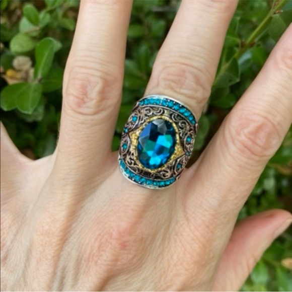 Jewelry - 🦚Art Deco 925 Silver Peacock Statement Ring🦚